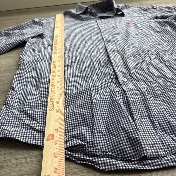 Ralph Lauren Men's XL Blue White Gingham Check Button Down Shirt Red Pony - Picture 4 of 9